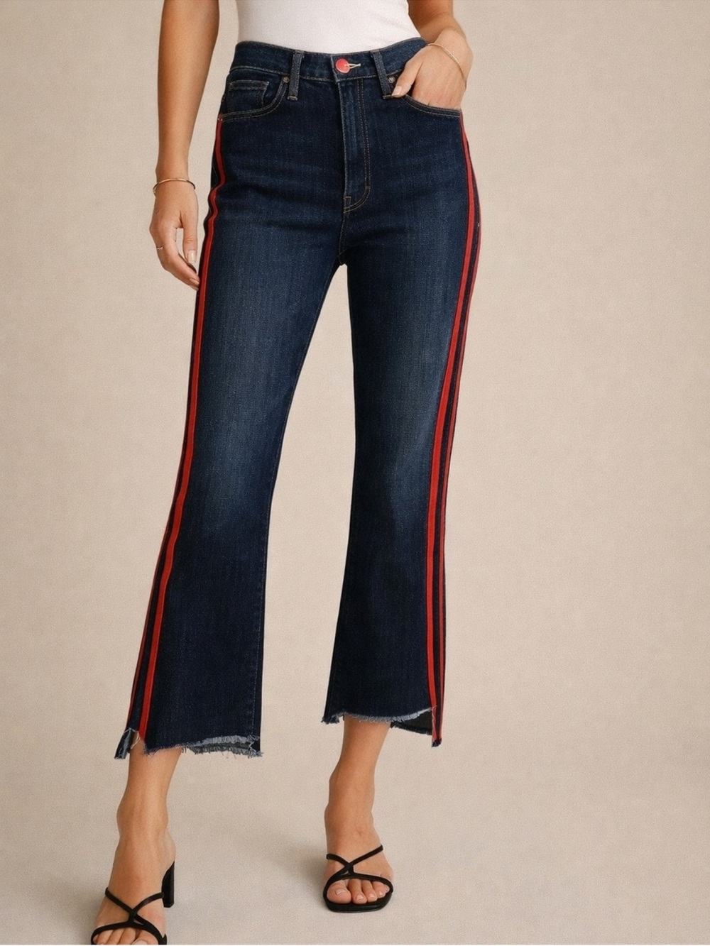 💙 Mother Insider Crop Step Fray Jeans Size 29 Speed Racer Cotton Blend